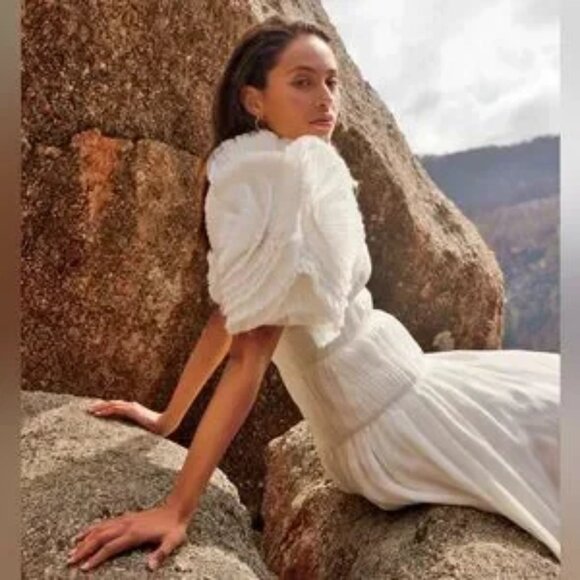 Aje Sculptura Expressive Pleated Organza Maxi Dress White Bridal NEW with tag - Picture 10 of 15